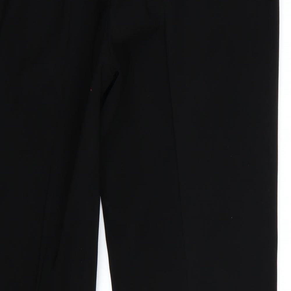 Brand and care label for Quin and Donnelly women’s black trousers, size UK 12, 31-inch leg