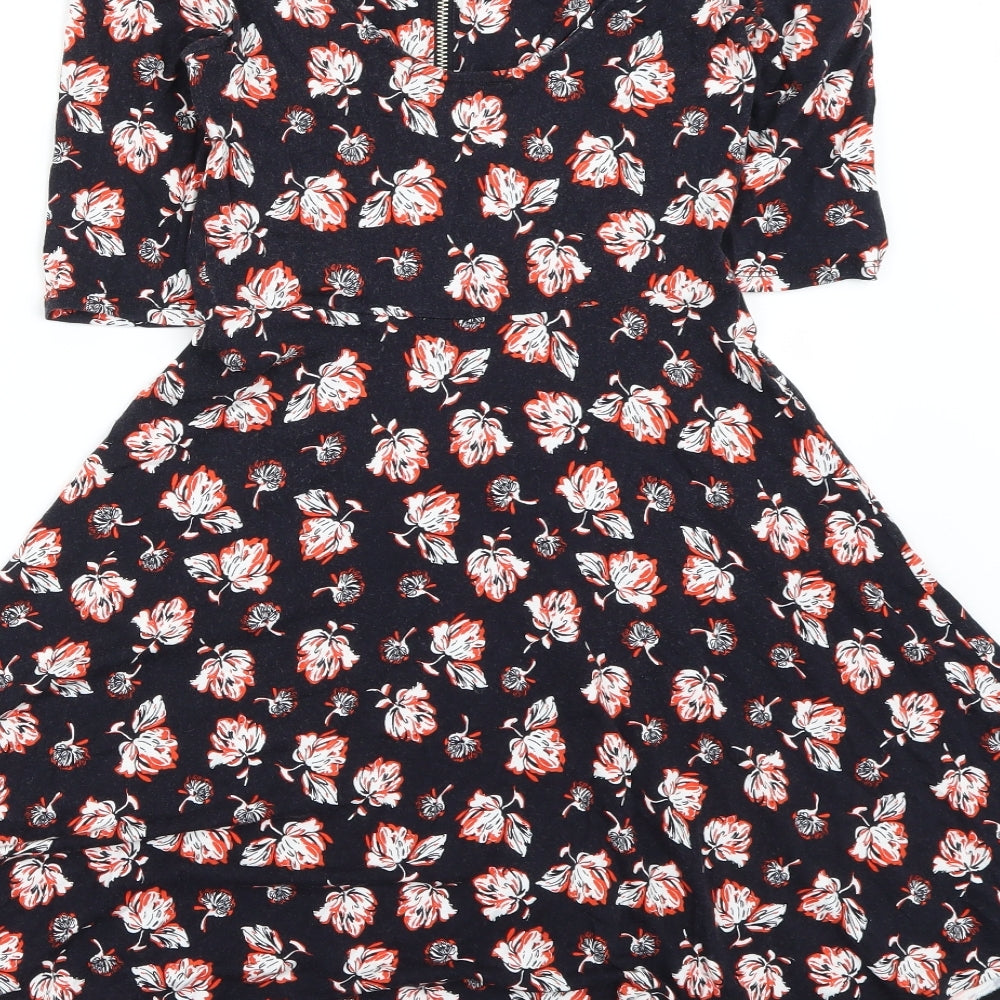 Topshop Womens Black Tie Dye Fit & Flare Size 8