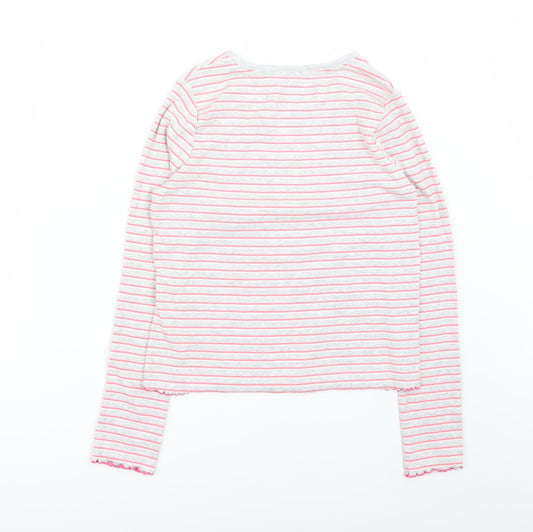 Marks and Spencer Girls Grey Striped Basic T-Shirt Size 12-13 Years