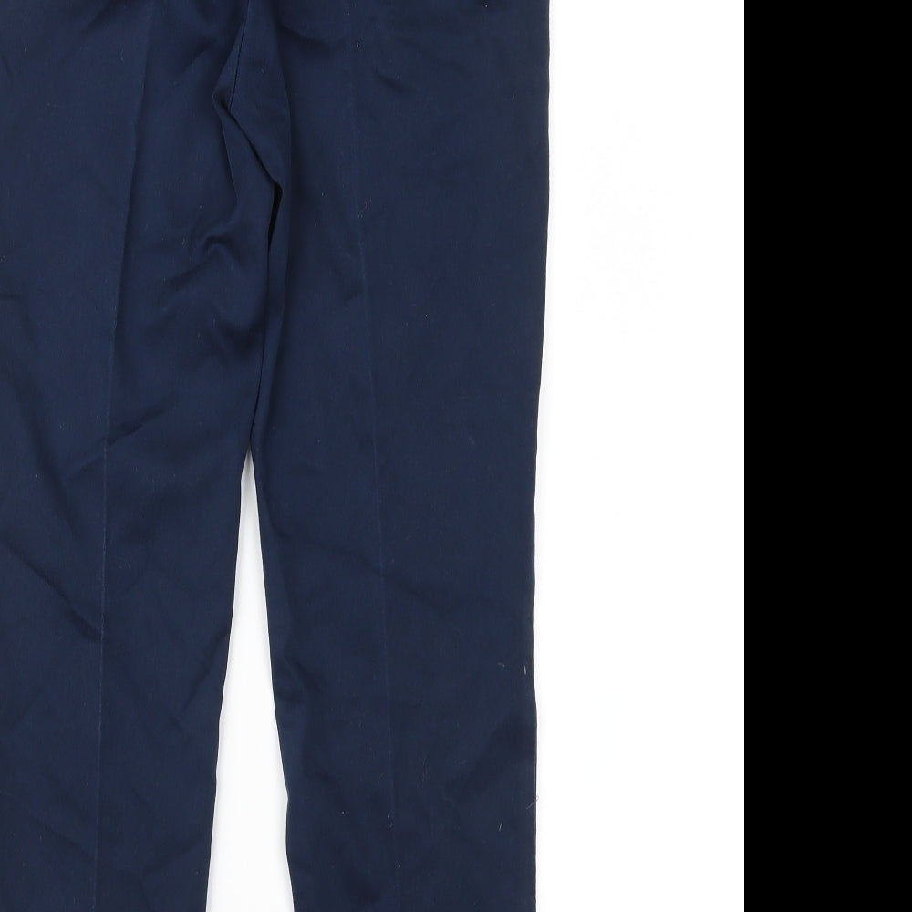 Brand and care label for Marks & Spencer women’s blue trousers, size UK 8, 25-inch leg