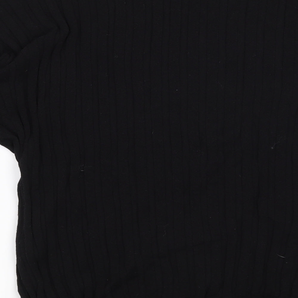 Brand and care label for Marks & Spencer women’s black striped jumper, size L