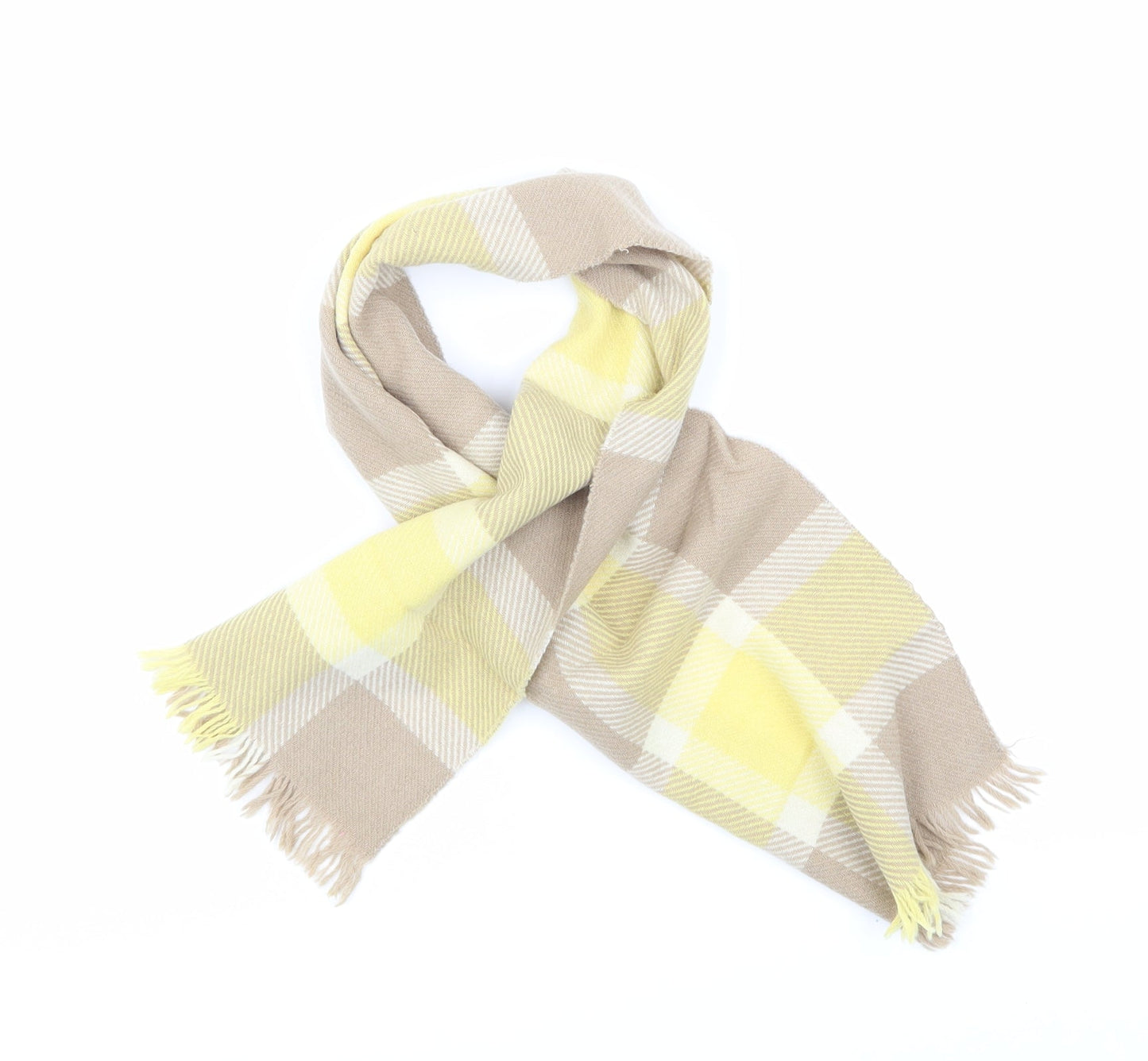 Preworn Womens Beige Check Knit Scarf