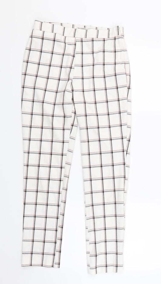 Stradavarius Womens White Check Sweatpants Trousers Size 10 L25 in