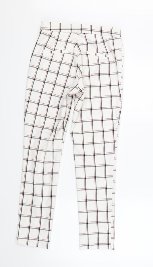 Stradavarius Womens White Check Sweatpants Trousers Size 10 L25 in
