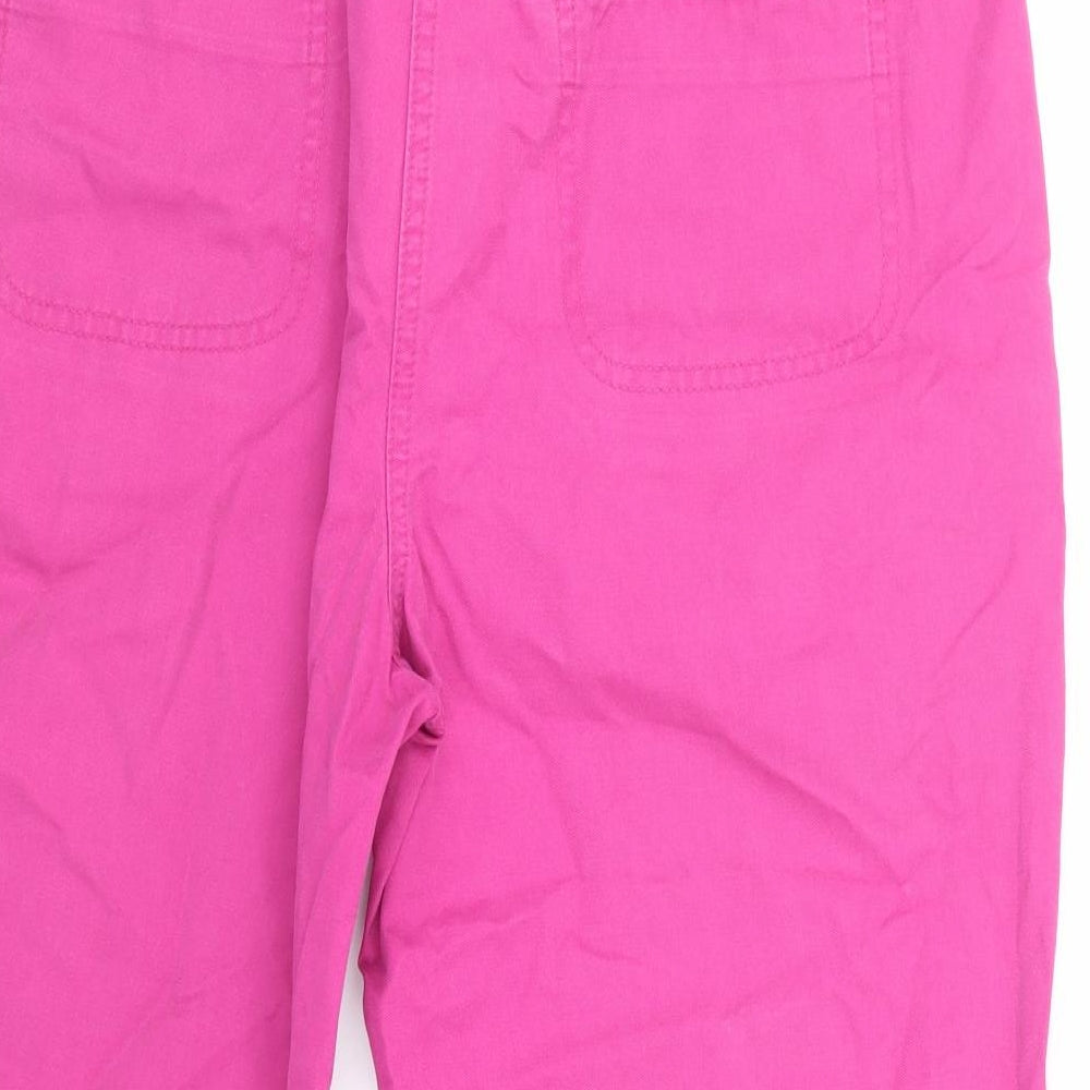 Brand and care label for Marks & Spencer women’s purple trousers, size UK 14, 20-inch leg