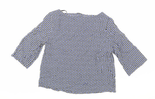 H&M Womens Blue Geometric Basic Blouse Size 8