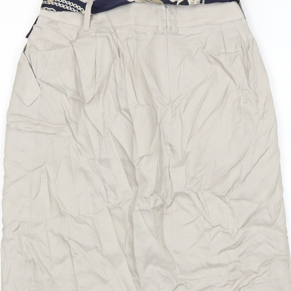 Brand and care label for ketty women’s beige a-line, size UK 4