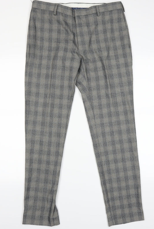 Marks and Spencer Womens Grey Check Trousers Size 34 L28 in