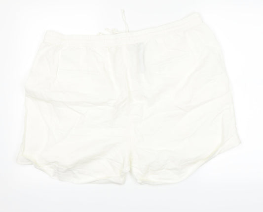 Back view of Marks & Spencer women’s white cargo shorts, size UK 22, in