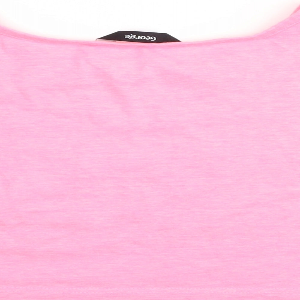 Brand and care label for George girls’ pink cropped t-shirt, size 7-8, years - graphic