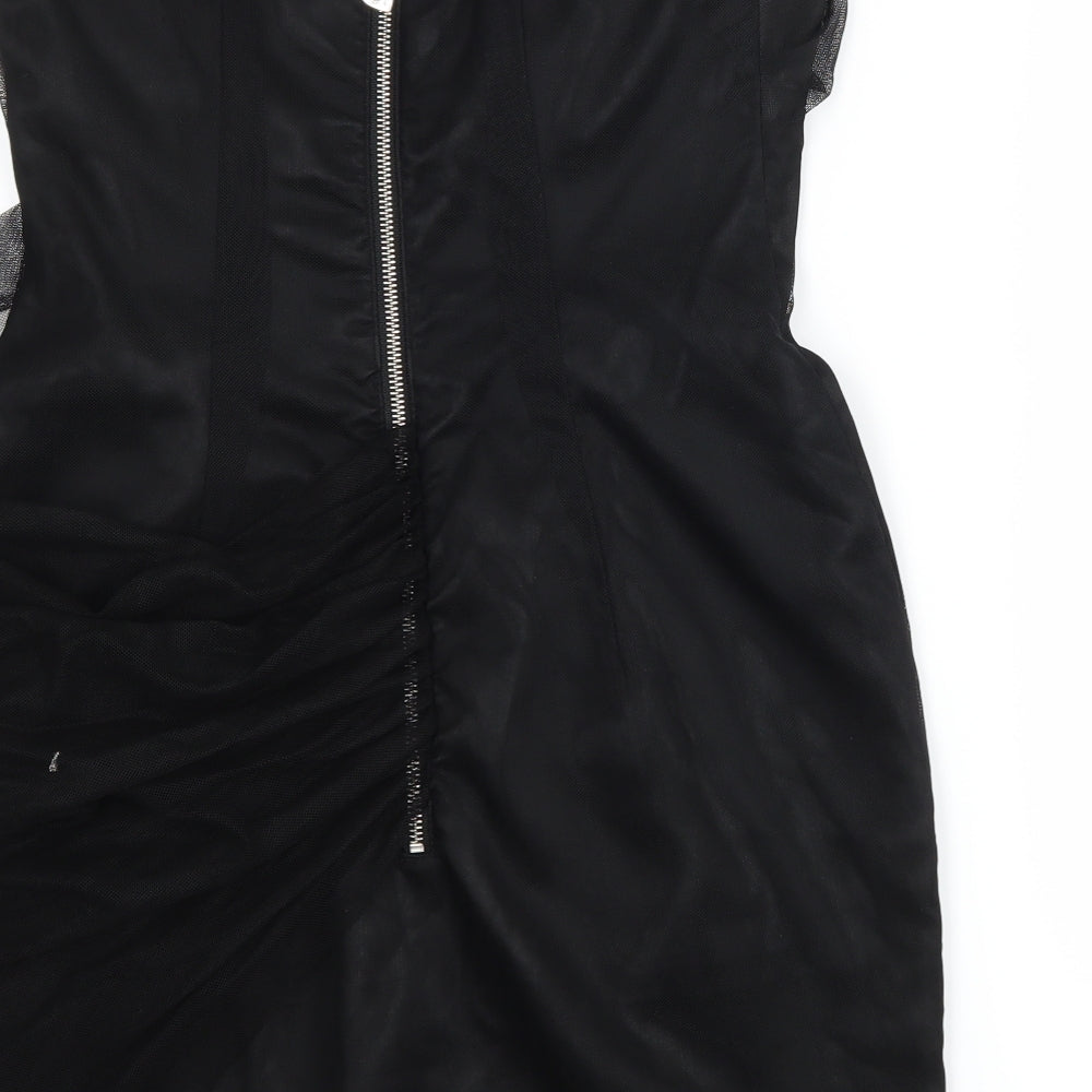 Brand and care label for Lipsy women’s black bodycon, size UK 10