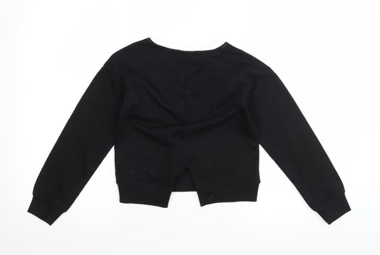 Matalan Girls Black Striped Pullover Sweatshirt Size 8 Years