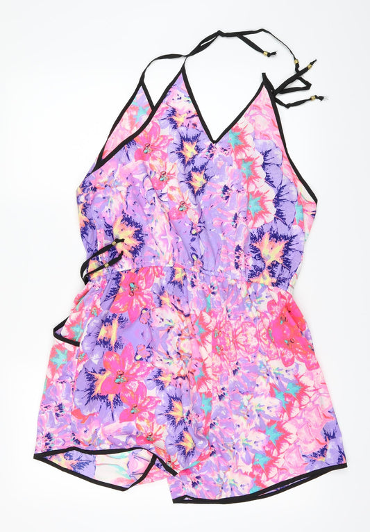 Jean Club Womens Pink Floral Bodycon Size 14