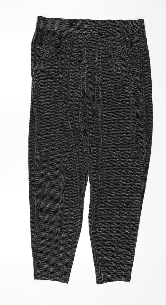 NEXT Womens Black Striped Trousers Size 12 L25 in