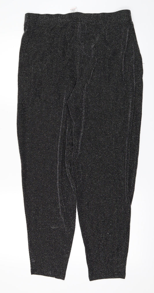 NEXT Womens Black Striped Trousers Size 12 L25 in