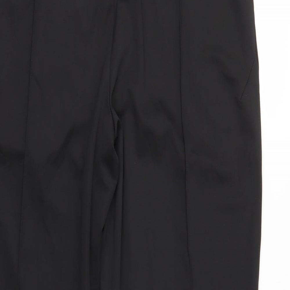 Brand and care label for ASOS women’s black jogger trousers, size M, 25-inch leg