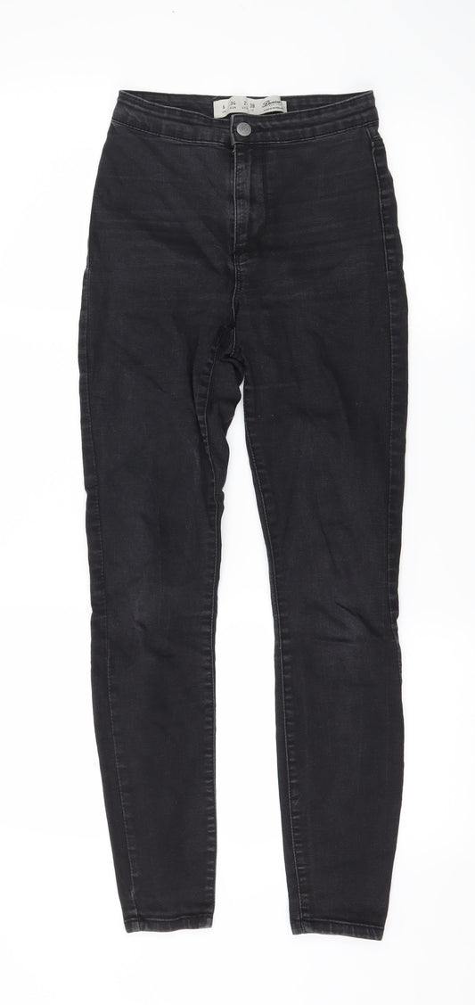 Additional front view of Denim & Co. women’s black denim skinny jeans, size UK 6, 27-inch leg