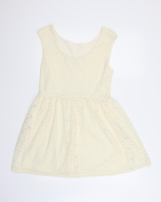 River Island Womens Ivory Geometric Fit & Flare Size 12