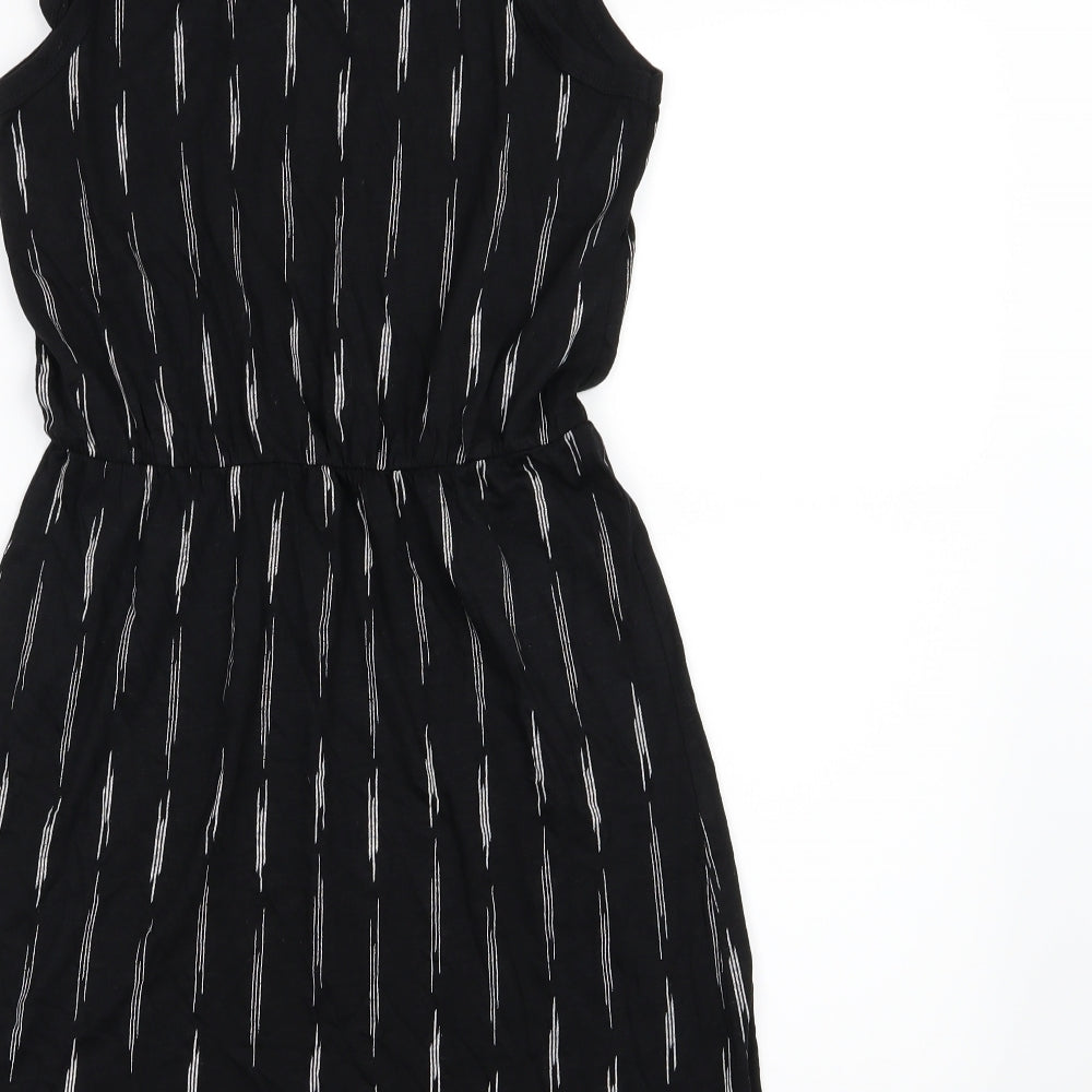 H&M Womens Black Striped Woven A-Line Size S