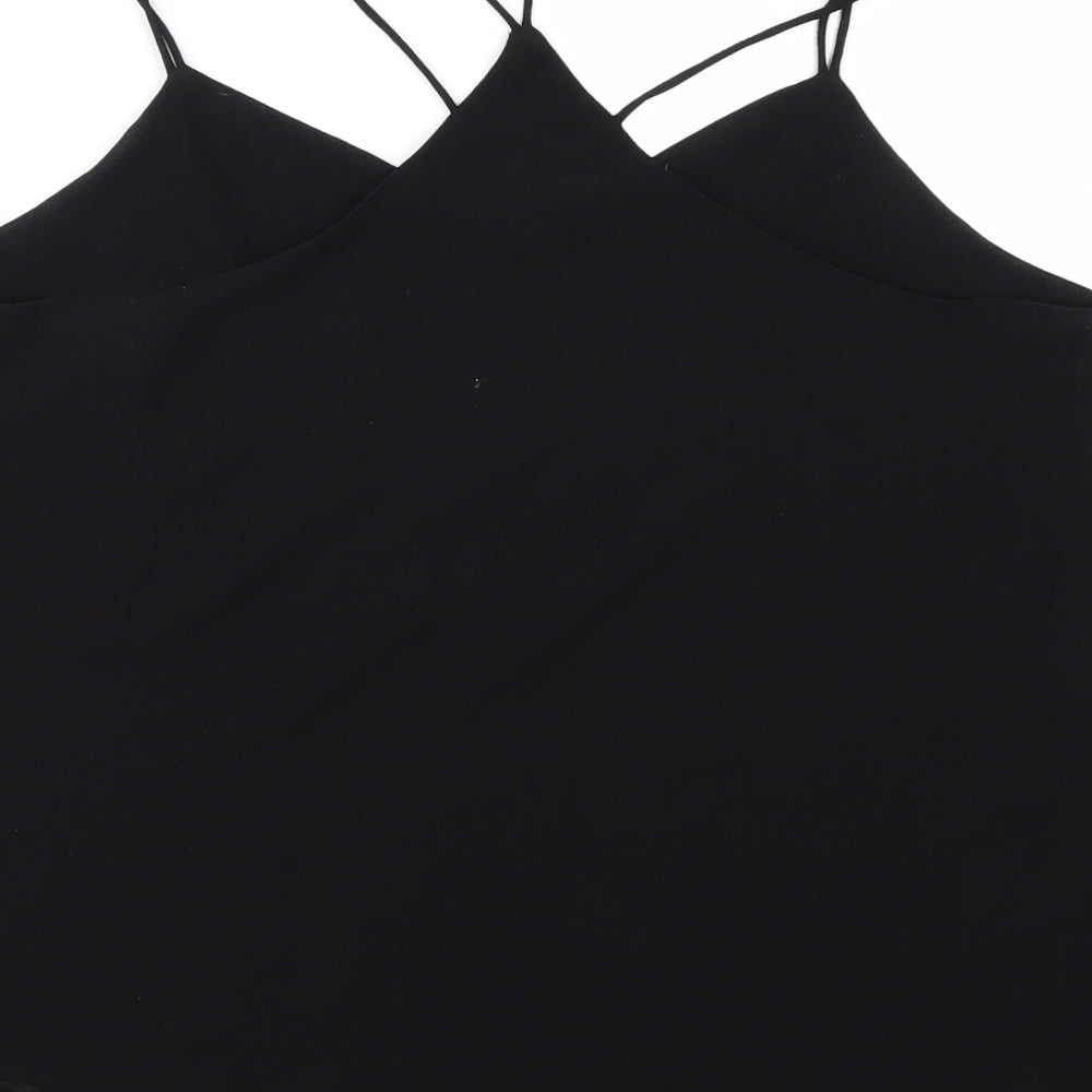 Brand and care label for New Look women’s black camisole blouse, size UK 10