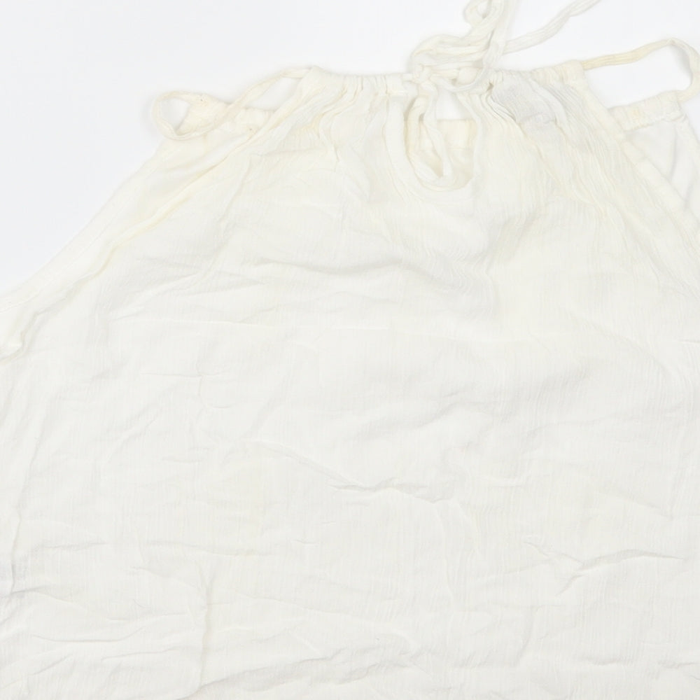 Brand and care label for Parisian Collection women’s white camisole blouse, size L
