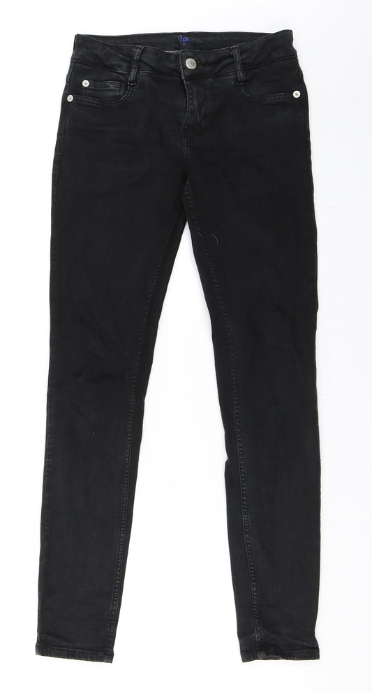 Additional front view of Les Petites women’s black denim skinny jeans, size UK 36, 28.5-inch leg