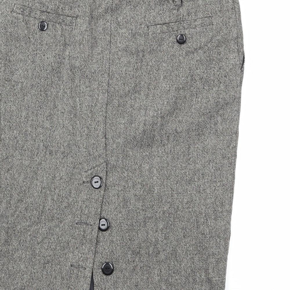 Brand and care label for Miss Selfridge women’s grey straight & pencil skirt, size UK 10