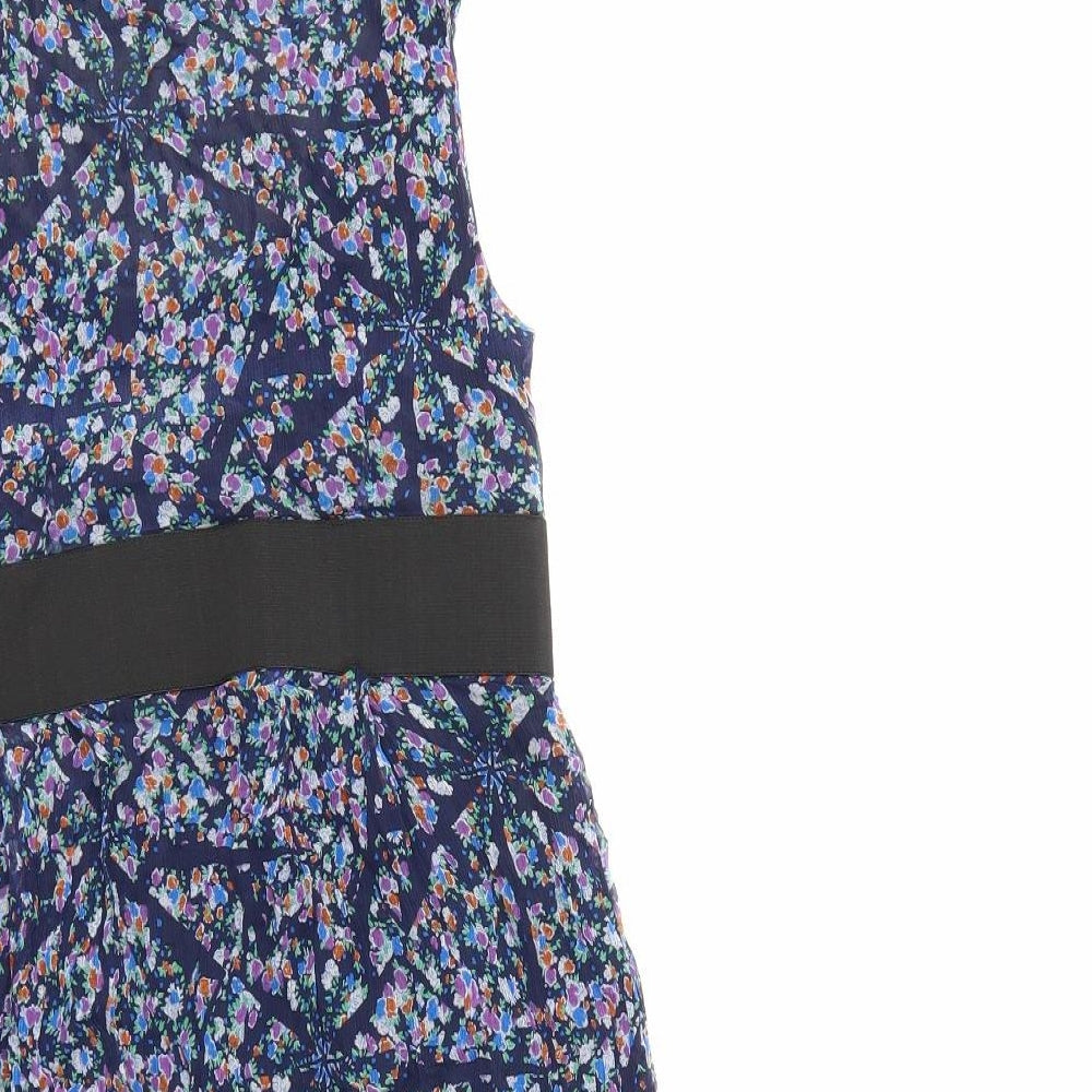 Brand and care label for Zara women’s beige floral shift, size XS