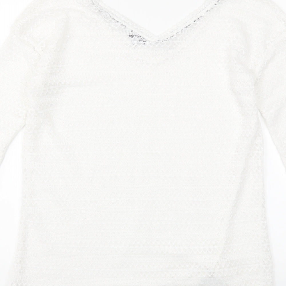 Brand and care label for Next women’s white jumper, size UK 6