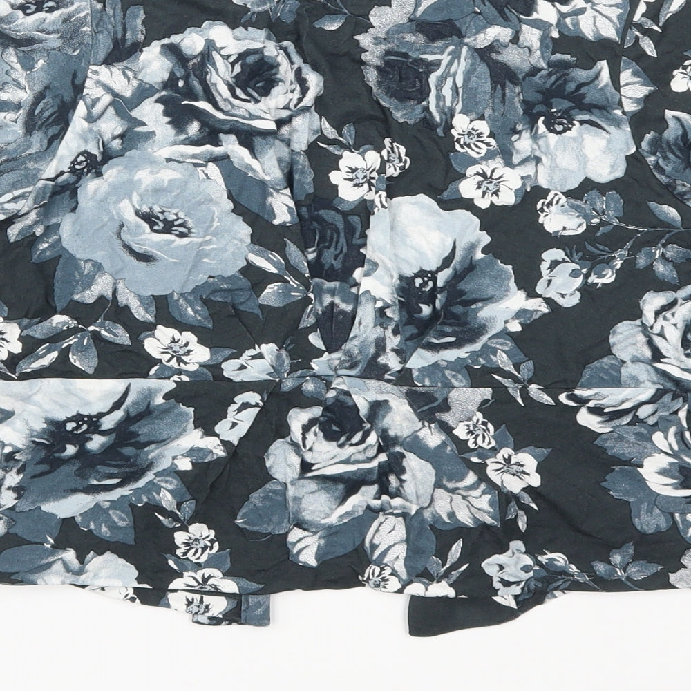 Brand and care label for Next girls’ blue floral cardigan jumper, size 12, years