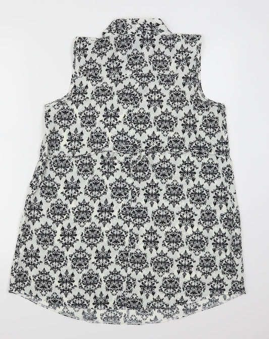 Peacocks Womens White Batik Sheath Size M