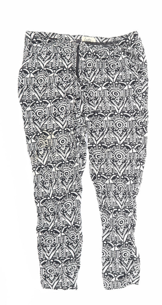 Lustre Womens Black Geometric Trousers Size 14 L24 in