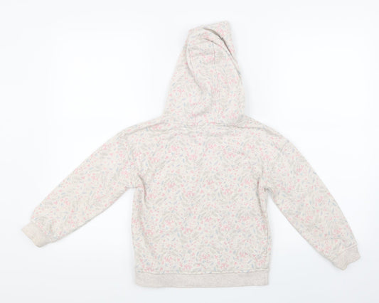 Primark Girls Grey Floral Pullover Hoodie Size 7-8 Years