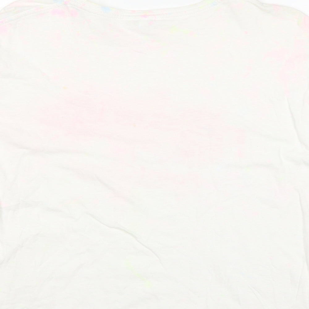 Brand and care label for KEYA women’s white basic t-shirt, size UK 14