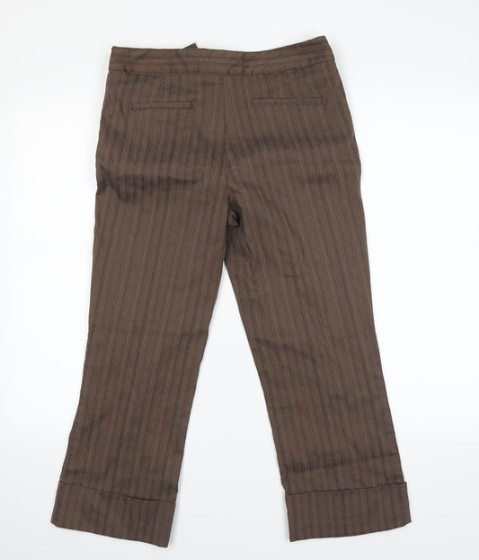 AMARANTO Womens Brown Striped Trousers Size 12 L20 in