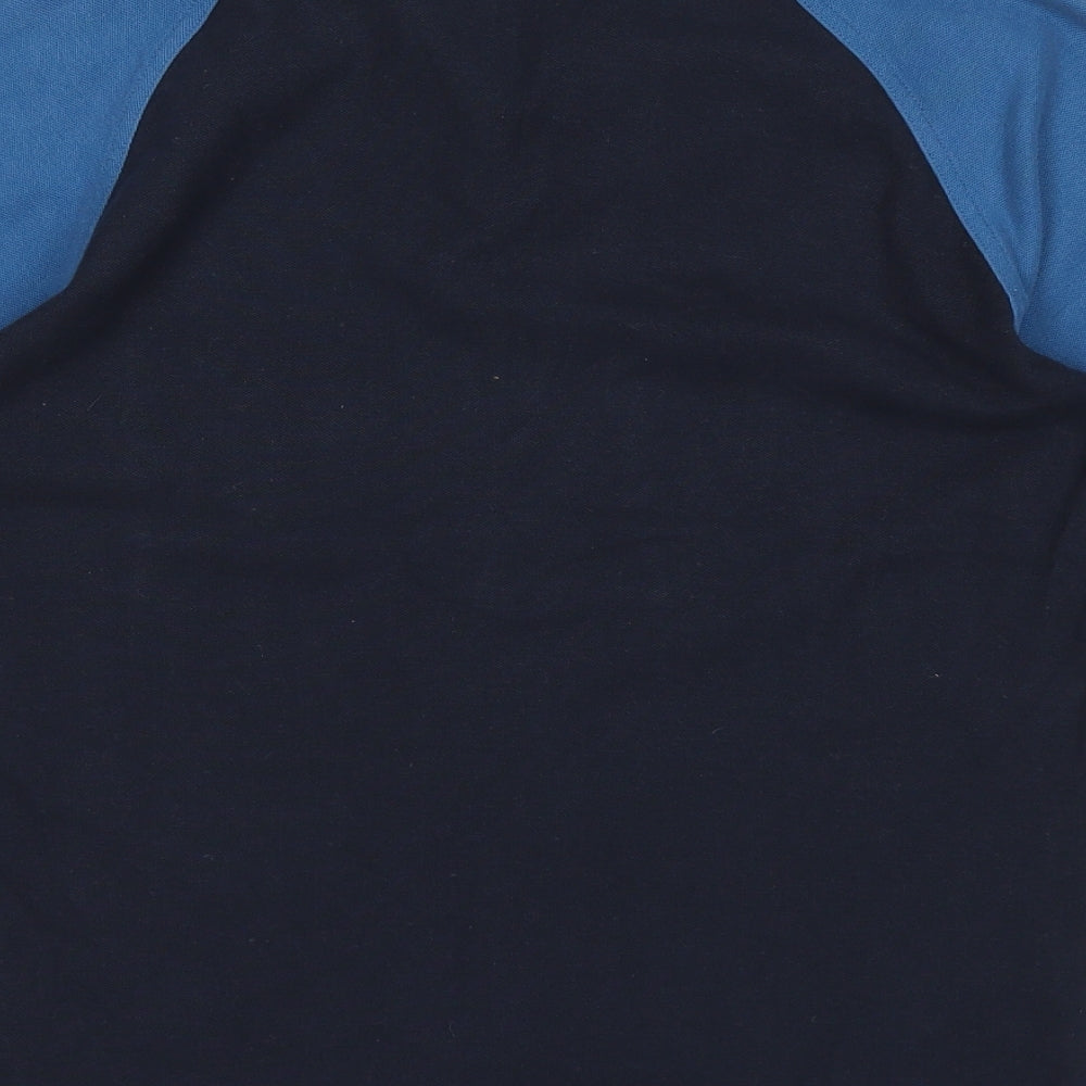 Brand and care label for Ellesse girls’ blue basic polo, size 12-13, years