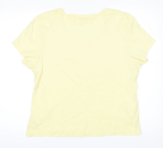 Andre De Brett Womens Yellow Basic T-Shirt Size 18
