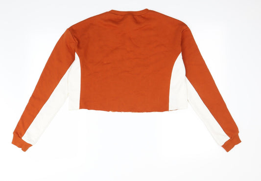 Boohoo Womens Orange Striped Pullover Jumper Size 8