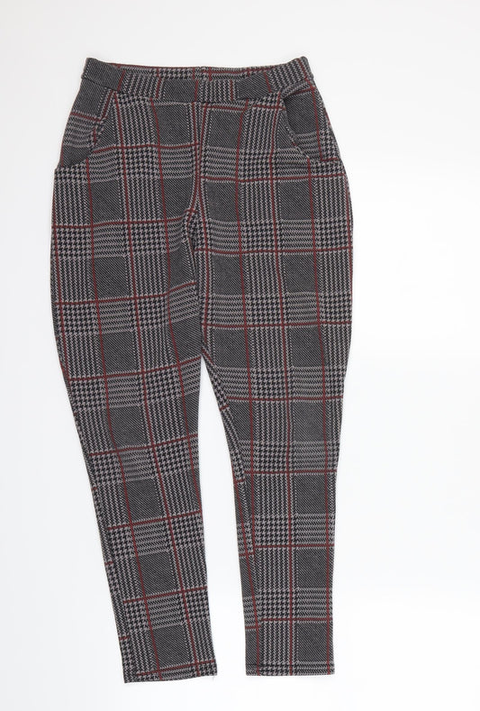 Boohoo Womens Multicoloured Check Dress Pants Trousers Size 10 L23 in