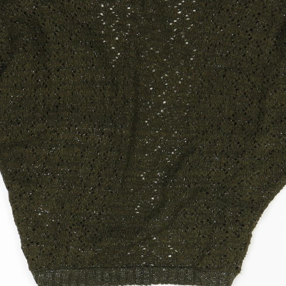 Brand and care label for Xited women’s green cardigan jumper, size S