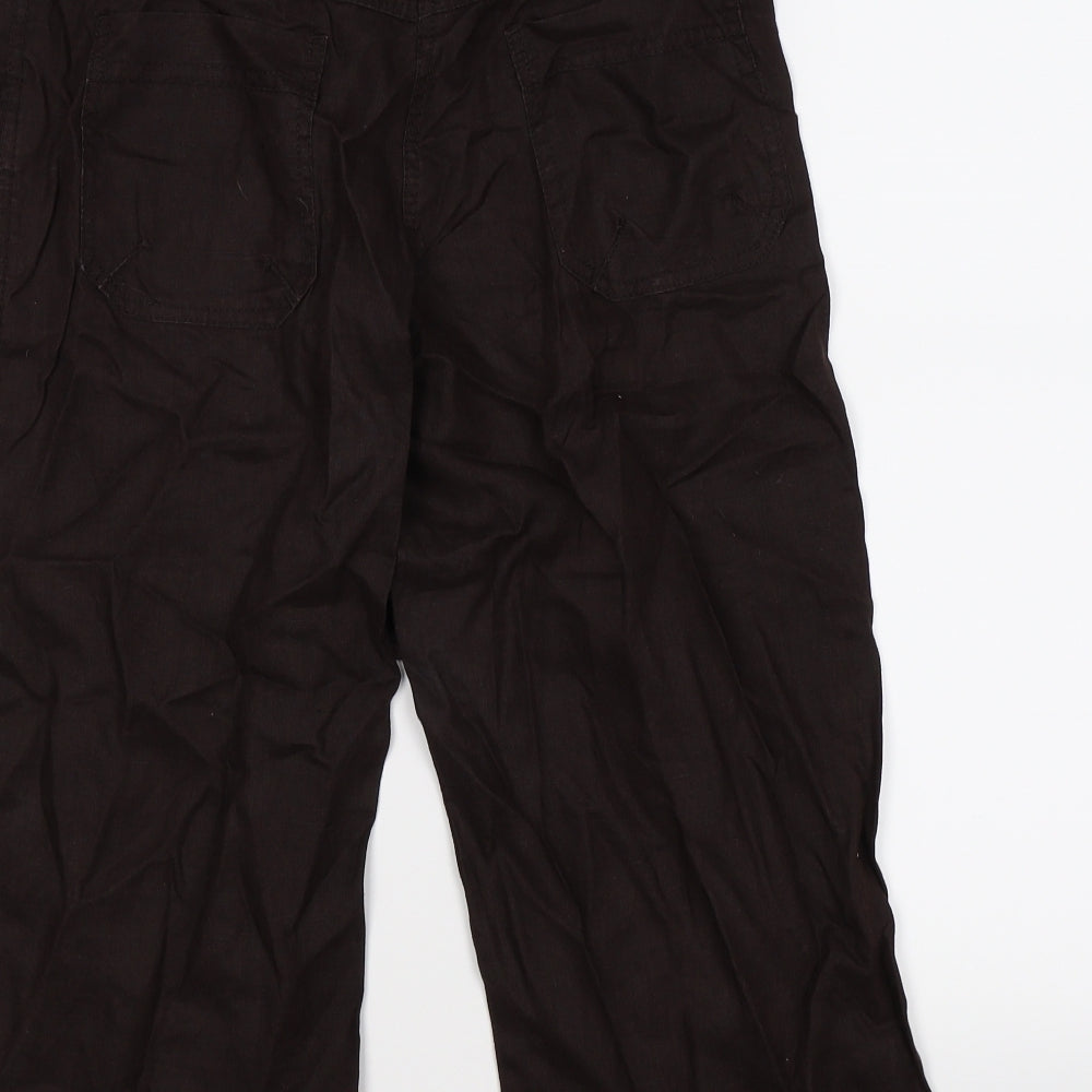 Brand and care label for denim co women’s brown cropped trousers, size UK 8, 20-inch leg