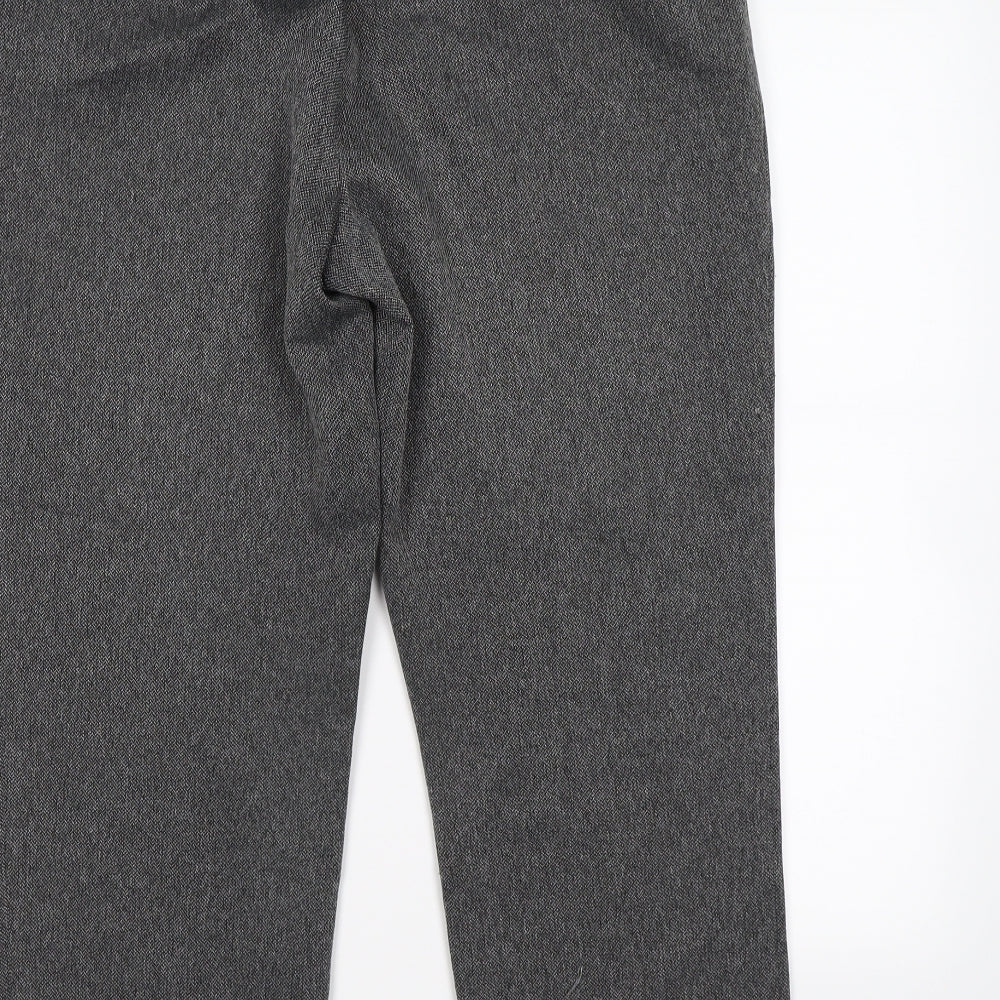 Brand and care label for Marks & Spencer women’s grey trousers, size L, 25-inch leg