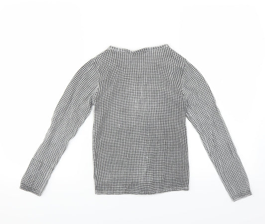 La Redoute Girls Grey Houndstooth Cardigan Jumper Size 10 Years