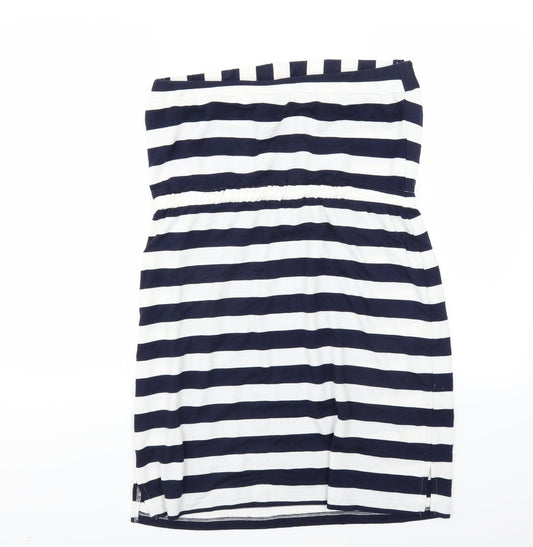Kenar Womens Blue Striped T-Shirt Dress Size L