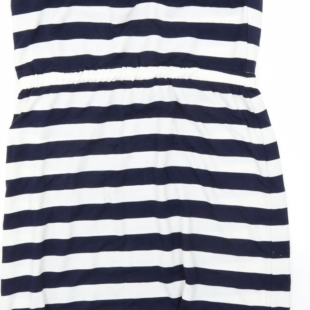 Kenar Womens Blue Striped T-Shirt Dress Size L