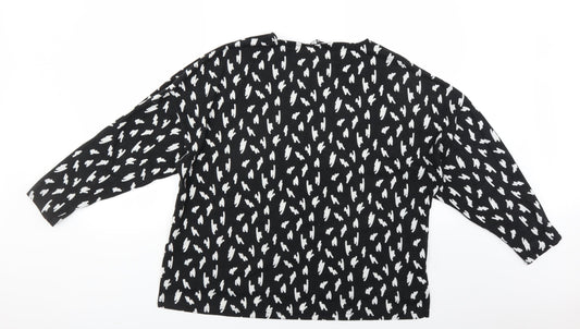 Pep & Co Womens Black Geometric Pullover Jumper Size 16