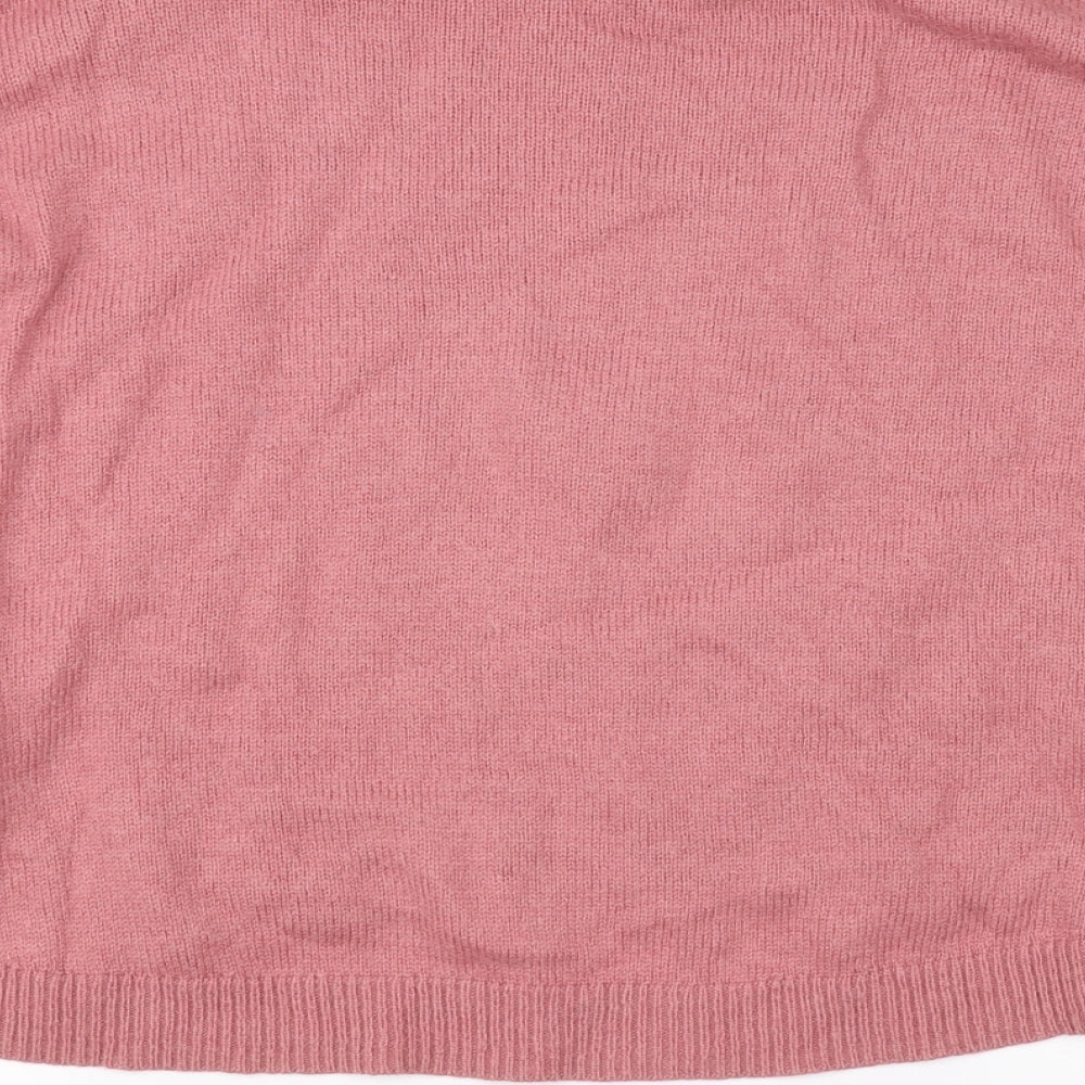 Brand and care label for H&M women’s pink jumper, size UK 8