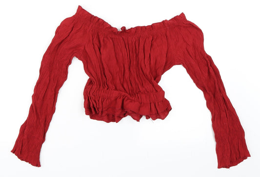 Preworn Womens Red Cropped Blouse Size S