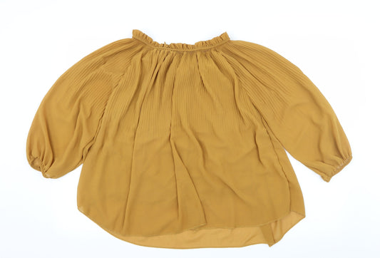 Preworn Womens Yellow Basic Blouse One Size