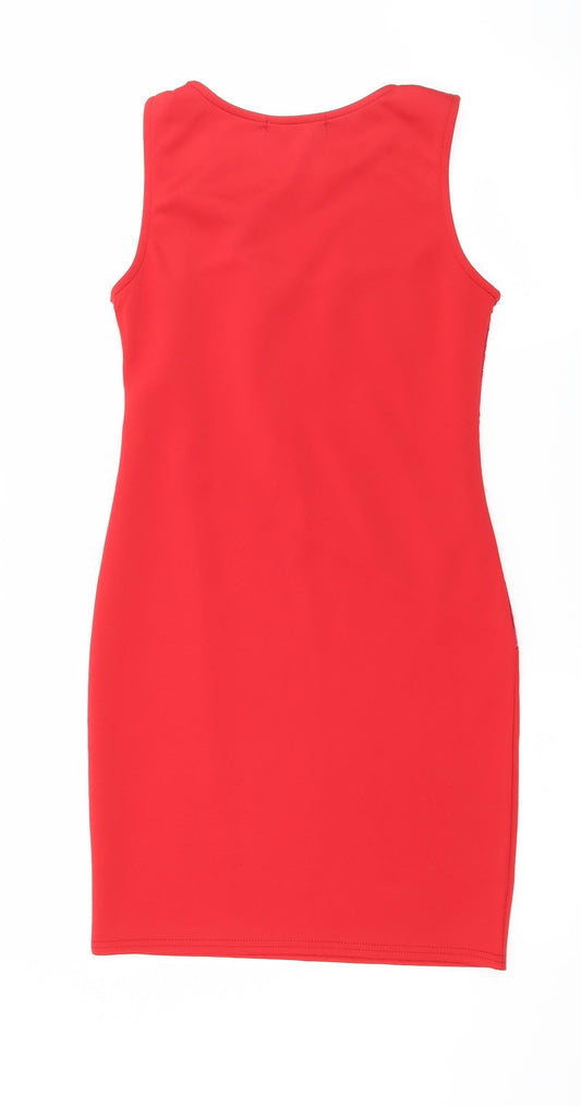 Boohoo Womens Red Jersey Bodycon Size 8